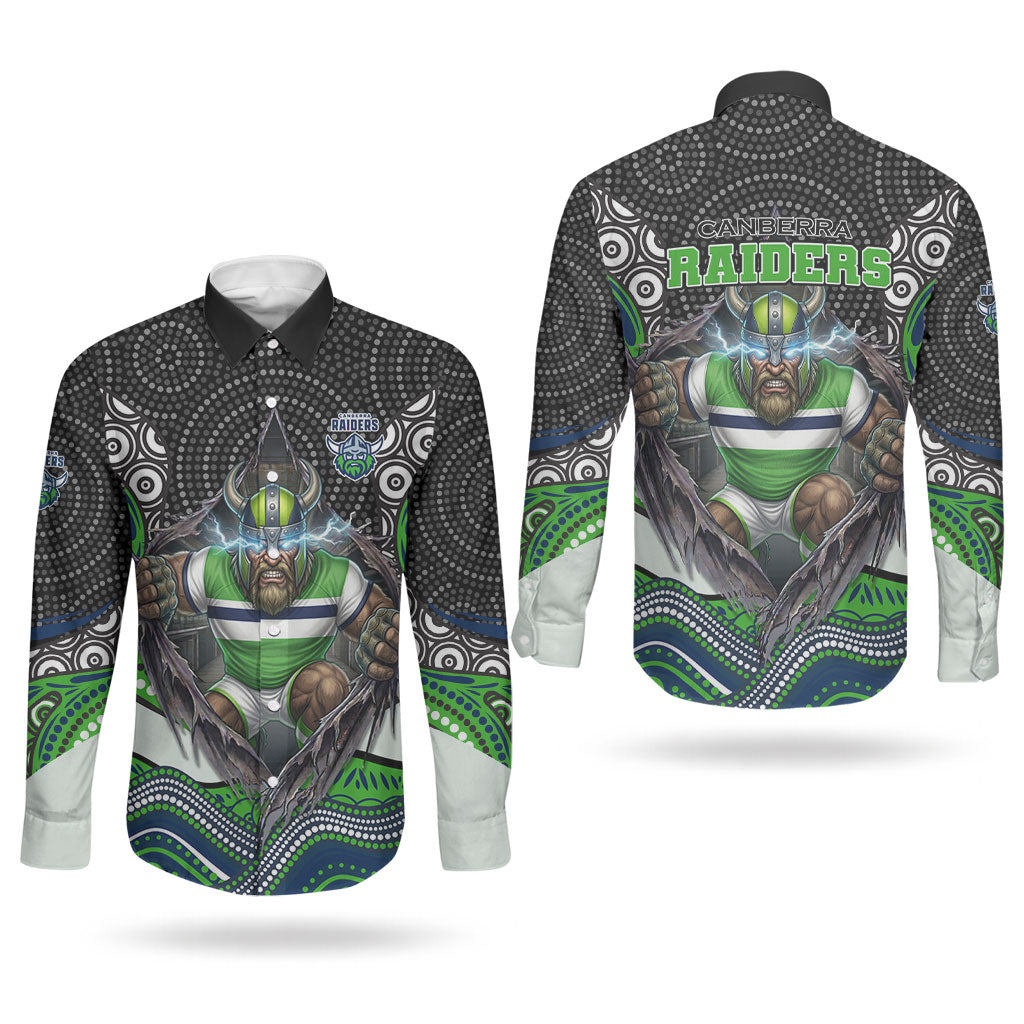 Canberra Raiders Couples Matching Tank Maxi Dress and Long Sleeve Button Shirt The Scream of Lightning Eyes - Indigenous Dot Ripping Effect