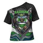 Canberra Raiders Cross Shoulder Shirt The Scream of Lightning Eyes - Indigenous Dot Ripping Effect
