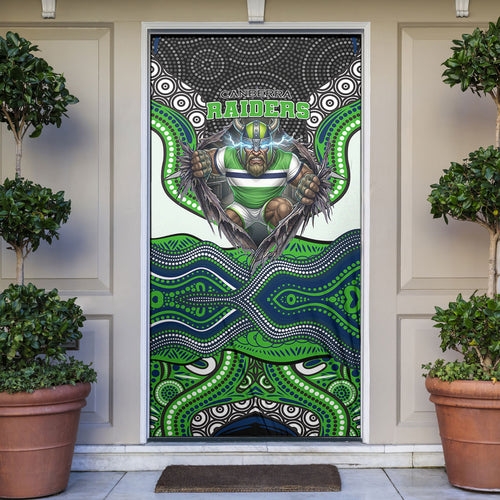 Canberra Raiders Door Cover The Scream of Lightning Eyes - Indigenous Dot Ripping Effect