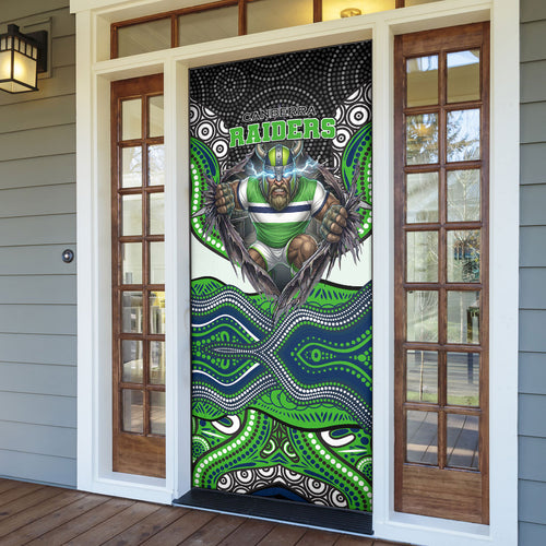 Canberra Raiders Door Cover The Scream of Lightning Eyes - Indigenous Dot Ripping Effect
