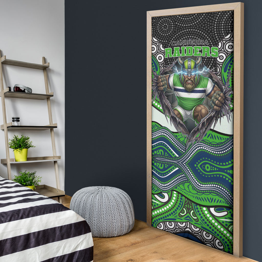 Canberra Raiders Door Cover The Scream of Lightning Eyes - Indigenous Dot Ripping Effect