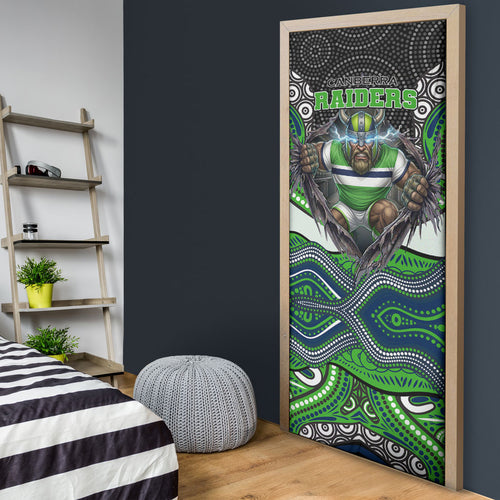 Canberra Raiders Door Cover The Scream of Lightning Eyes - Indigenous Dot Ripping Effect