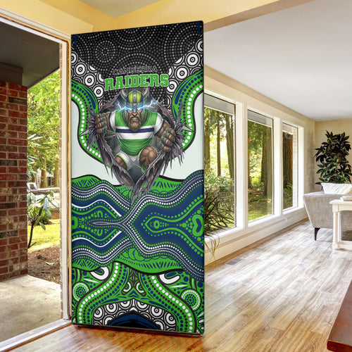 Canberra Raiders Door Cover The Scream of Lightning Eyes - Indigenous Dot Ripping Effect