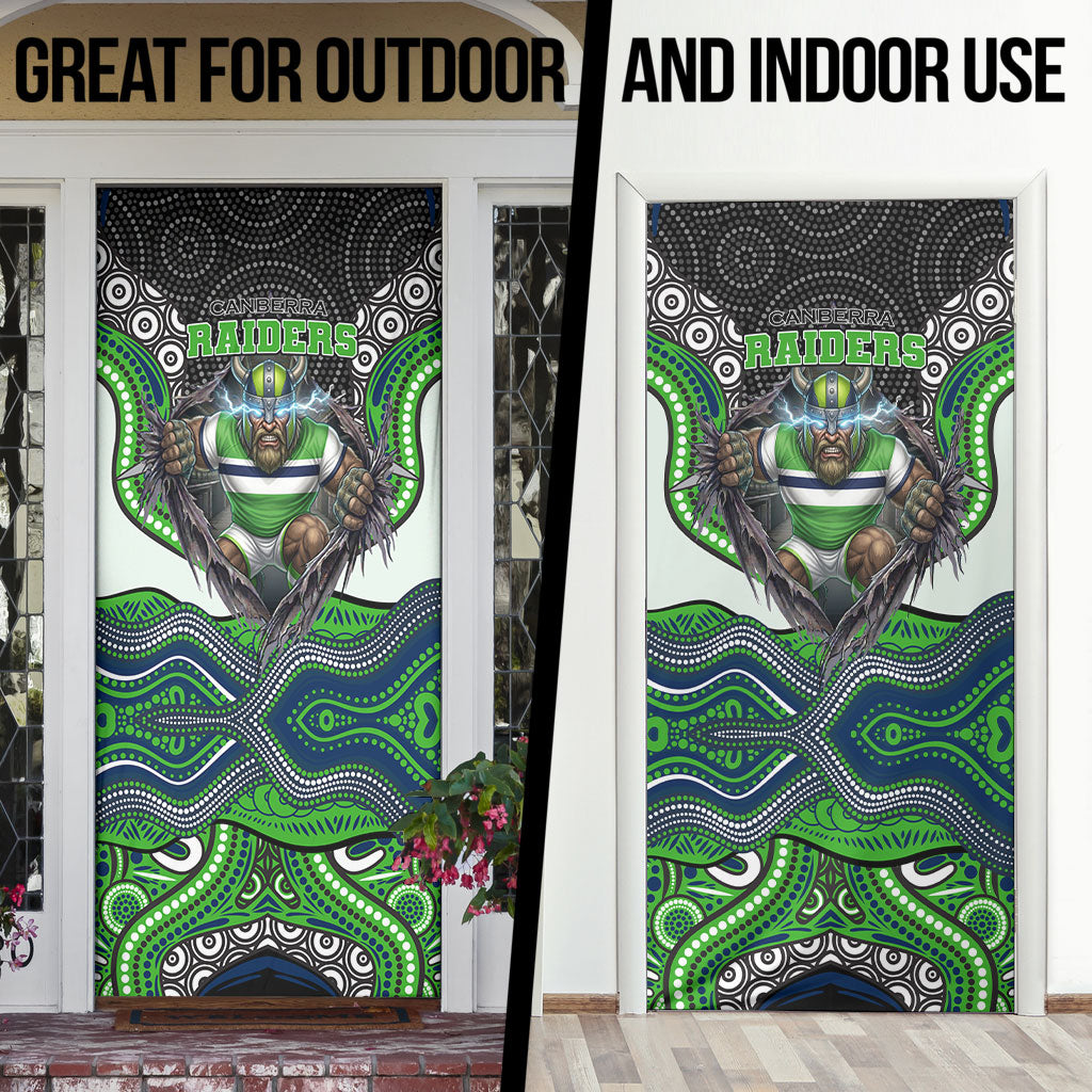Canberra Raiders Door Cover The Scream of Lightning Eyes - Indigenous Dot Ripping Effect