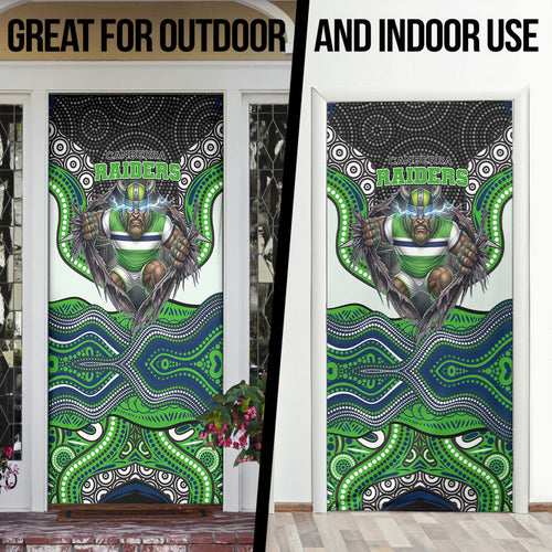 Canberra Raiders Door Cover The Scream of Lightning Eyes - Indigenous Dot Ripping Effect