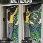 Canberra Raiders Door Cover The Scream of Lightning Eyes - Indigenous Dot Ripping Effect