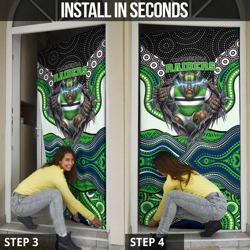 Canberra Raiders Door Cover The Scream of Lightning Eyes - Indigenous Dot Ripping Effect