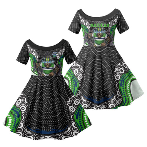 Canberra Raiders Family Matching Mermaid Dress and Hawaiian Shirt The Scream of Lightning Eyes - Indigenous Dot Ripping Effect
