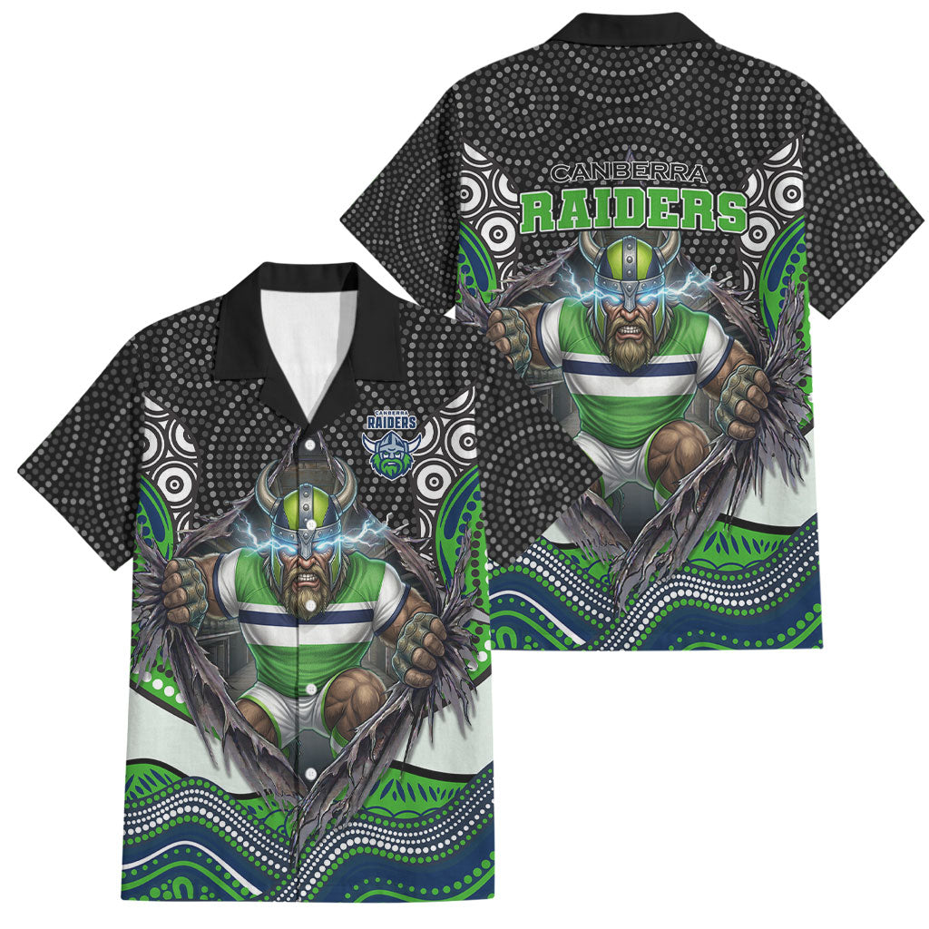 Canberra Raiders Family Matching Off Shoulder Maxi Dress and Hawaiian Shirt The Scream of Lightning Eyes - Indigenous Dot Ripping Effect