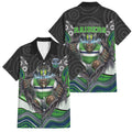 Canberra Raiders Family Matching Puletasi and Hawaiian Shirt The Scream of Lightning Eyes - Indigenous Dot Ripping Effect