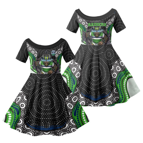 Canberra Raiders Family Matching Summer Maxi Dress and Hawaiian Shirt The Scream of Lightning Eyes - Indigenous Dot Ripping Effect