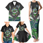 Canberra Raiders Family Matching Tank Maxi Dress and Hawaiian Shirt The Scream of Lightning Eyes - Indigenous Dot Ripping Effect