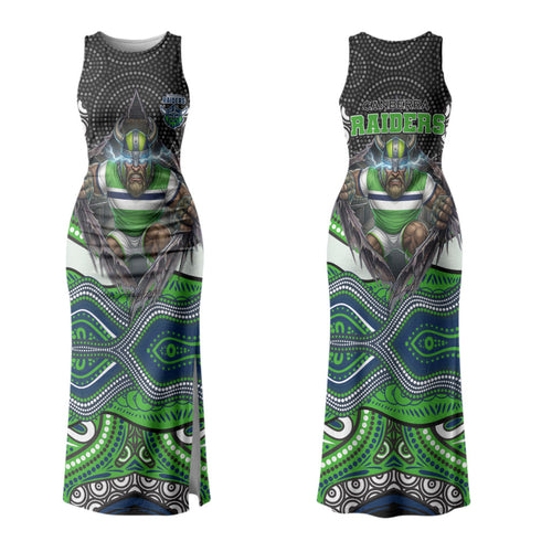 Canberra Raiders Family Matching Tank Maxi Dress and Hawaiian Shirt The Scream of Lightning Eyes - Indigenous Dot Ripping Effect