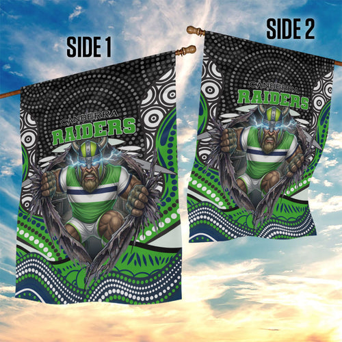 Canberra Raiders Garden Flag The Scream of Lightning Eyes - Indigenous Dot Ripping Effect