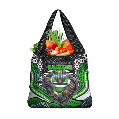 Canberra Raiders Grocery Bag The Scream of Lightning Eyes - Indigenous Dot Ripping Effect