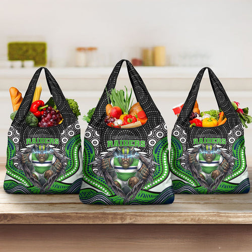 Canberra Raiders Grocery Bag The Scream of Lightning Eyes - Indigenous Dot Ripping Effect