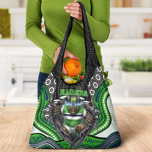 Canberra Raiders Grocery Bag The Scream of Lightning Eyes - Indigenous Dot Ripping Effect