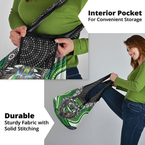 Canberra Raiders Grocery Bag The Scream of Lightning Eyes - Indigenous Dot Ripping Effect