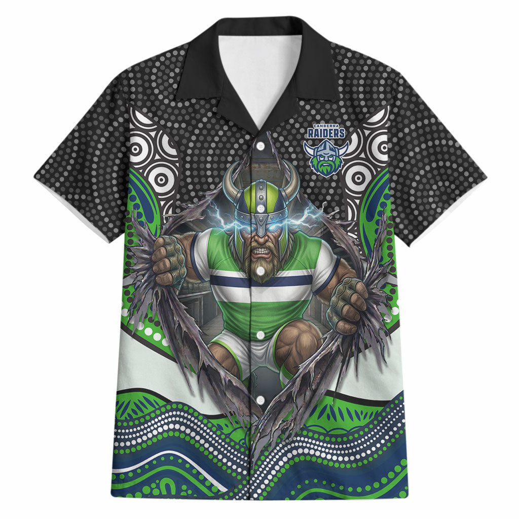 Canberra Raiders Hawaiian Shirt The Scream of Lightning Eyes - Indigenous Dot Ripping Effect