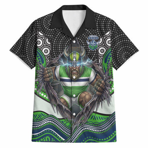 Canberra Raiders Hawaiian Shirt The Scream of Lightning Eyes - Indigenous Dot Ripping Effect