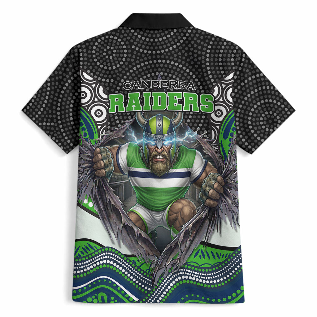 Canberra Raiders Hawaiian Shirt The Scream of Lightning Eyes - Indigenous Dot Ripping Effect