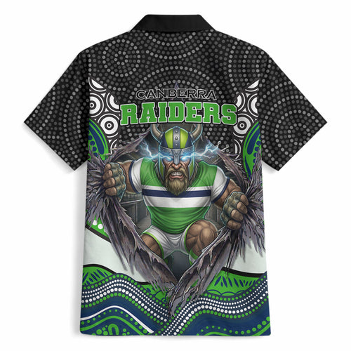 Canberra Raiders Hawaiian Shirt The Scream of Lightning Eyes - Indigenous Dot Ripping Effect