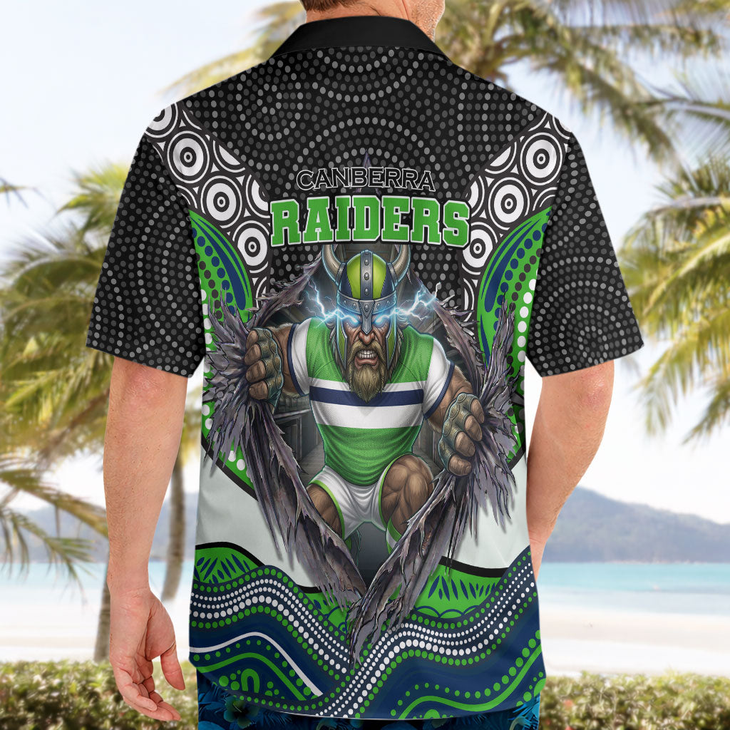 Canberra Raiders Hawaiian Shirt The Scream of Lightning Eyes - Indigenous Dot Ripping Effect