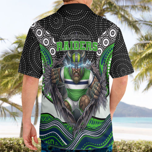 Canberra Raiders Hawaiian Shirt The Scream of Lightning Eyes - Indigenous Dot Ripping Effect
