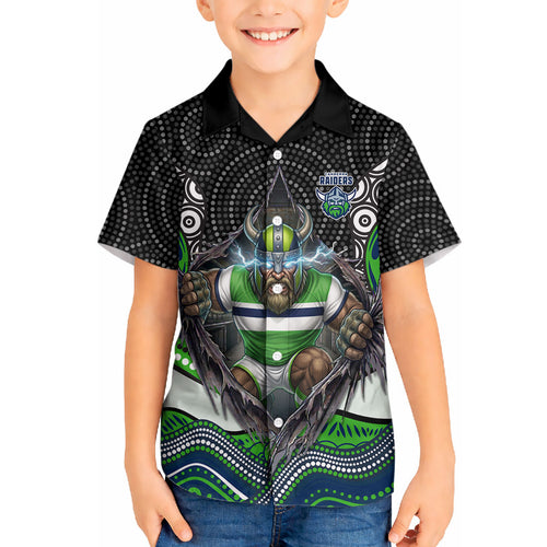 Canberra Raiders Hawaiian Shirt The Scream of Lightning Eyes - Indigenous Dot Ripping Effect