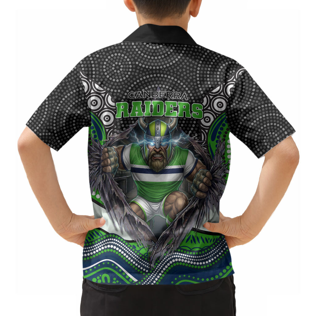 Canberra Raiders Hawaiian Shirt The Scream of Lightning Eyes - Indigenous Dot Ripping Effect