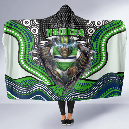 Canberra Raiders Hooded Blanket The Scream of Lightning Eyes - Indigenous Dot Ripping Effect