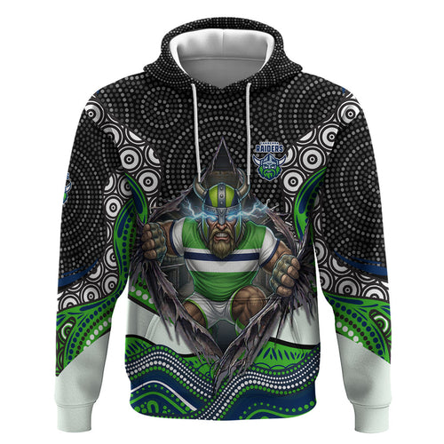 Canberra Raiders Hoodie The Scream of Lightning Eyes - Indigenous Dot Ripping Effect