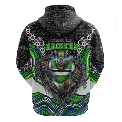 Canberra Raiders Hoodie The Scream of Lightning Eyes - Indigenous Dot Ripping Effect