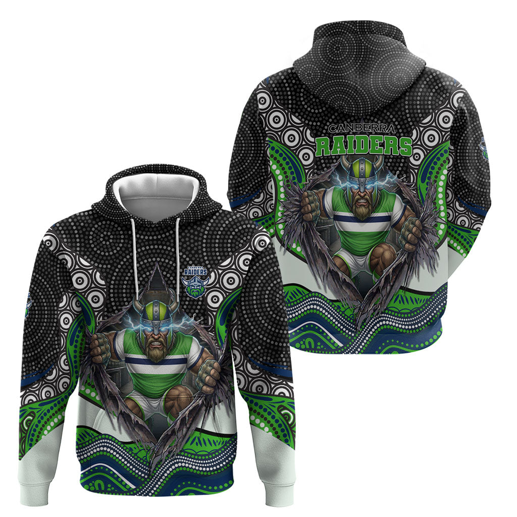 Canberra Raiders Hoodie The Scream of Lightning Eyes - Indigenous Dot Ripping Effect