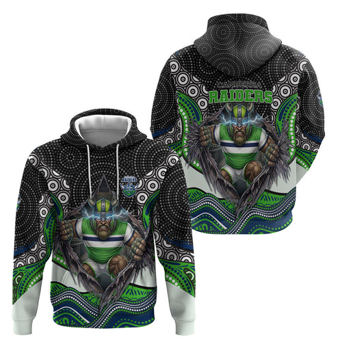Canberra Raiders Hoodie The Scream of Lightning Eyes - Indigenous Dot Ripping Effect