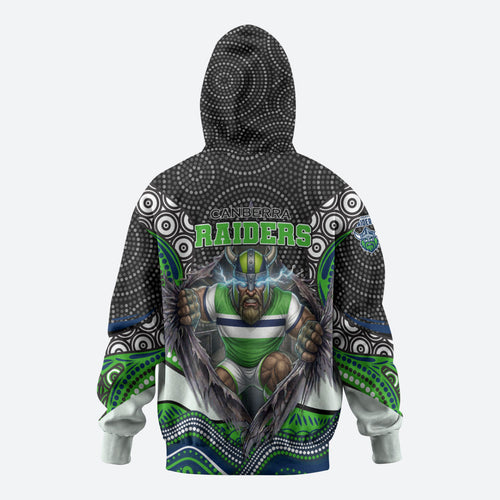 Canberra Raiders Hoodie The Scream of Lightning Eyes - Indigenous Dot Ripping Effect