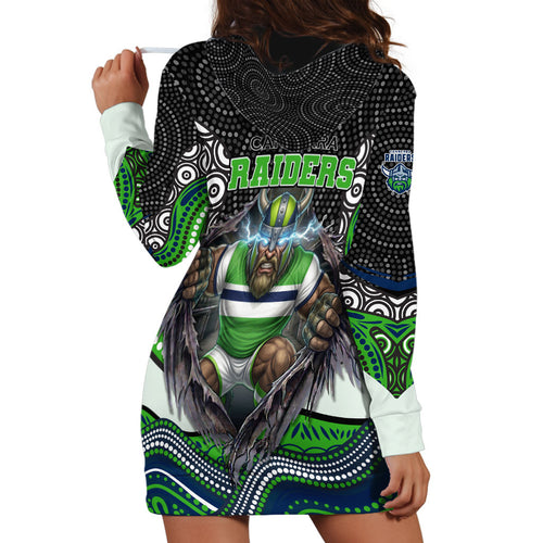 Canberra Raiders Hoodie Dress The Scream of Lightning Eyes - Indigenous Dot Ripping Effect