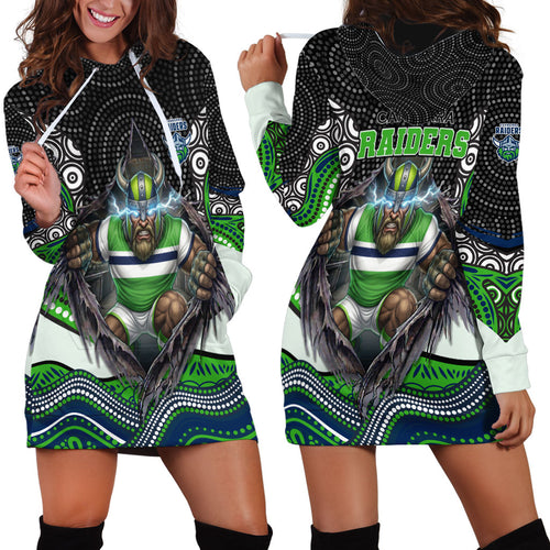 Canberra Raiders Hoodie Dress The Scream of Lightning Eyes - Indigenous Dot Ripping Effect