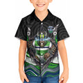 Canberra Raiders Kid Hawaiian Shirt The Scream of Lightning Eyes - Indigenous Dot Ripping Effect