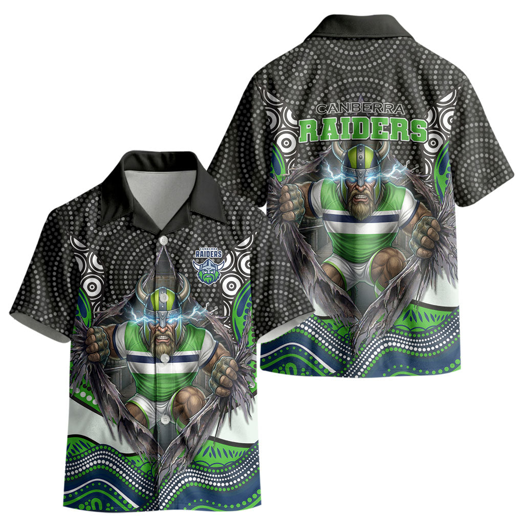 Canberra Raiders Kid Hawaiian Shirt The Scream of Lightning Eyes - Indigenous Dot Ripping Effect