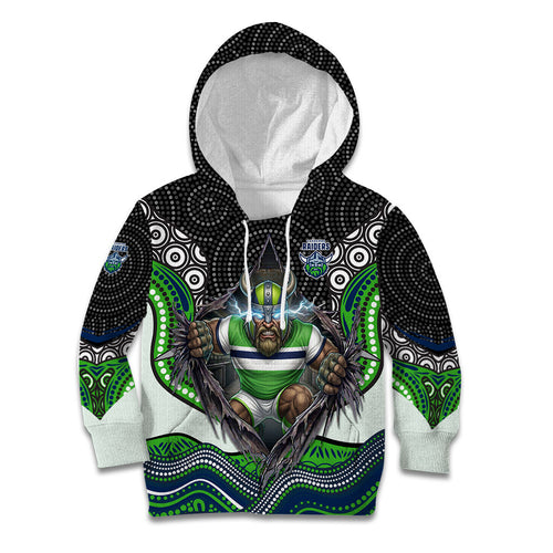 Canberra Raiders Kid Hoodie The Scream of Lightning Eyes - Indigenous Dot Ripping Effect