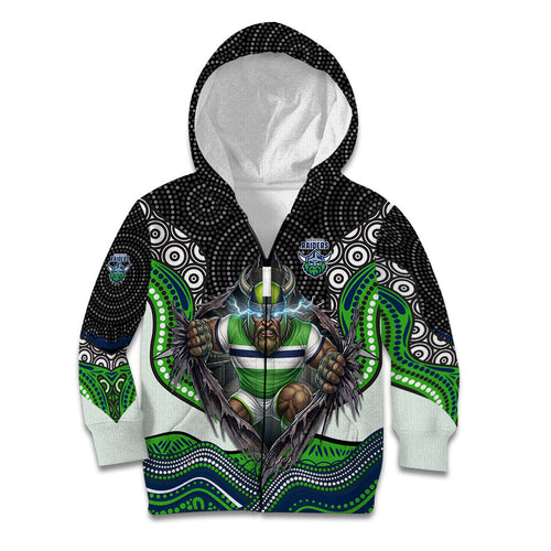 Canberra Raiders Kid Hoodie The Scream of Lightning Eyes - Indigenous Dot Ripping Effect