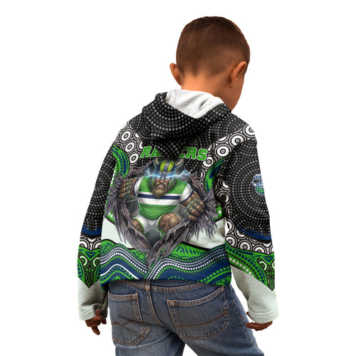 Canberra Raiders Kid Hoodie The Scream of Lightning Eyes - Indigenous Dot Ripping Effect