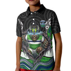 Canberra Raiders Kid Polo Shirt The Scream of Lightning Eyes - Indigenous Dot Ripping Effect