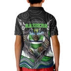Canberra Raiders Kid Polo Shirt The Scream of Lightning Eyes - Indigenous Dot Ripping Effect