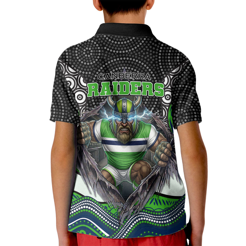 Canberra Raiders Kid Polo Shirt The Scream of Lightning Eyes - Indigenous Dot Ripping Effect