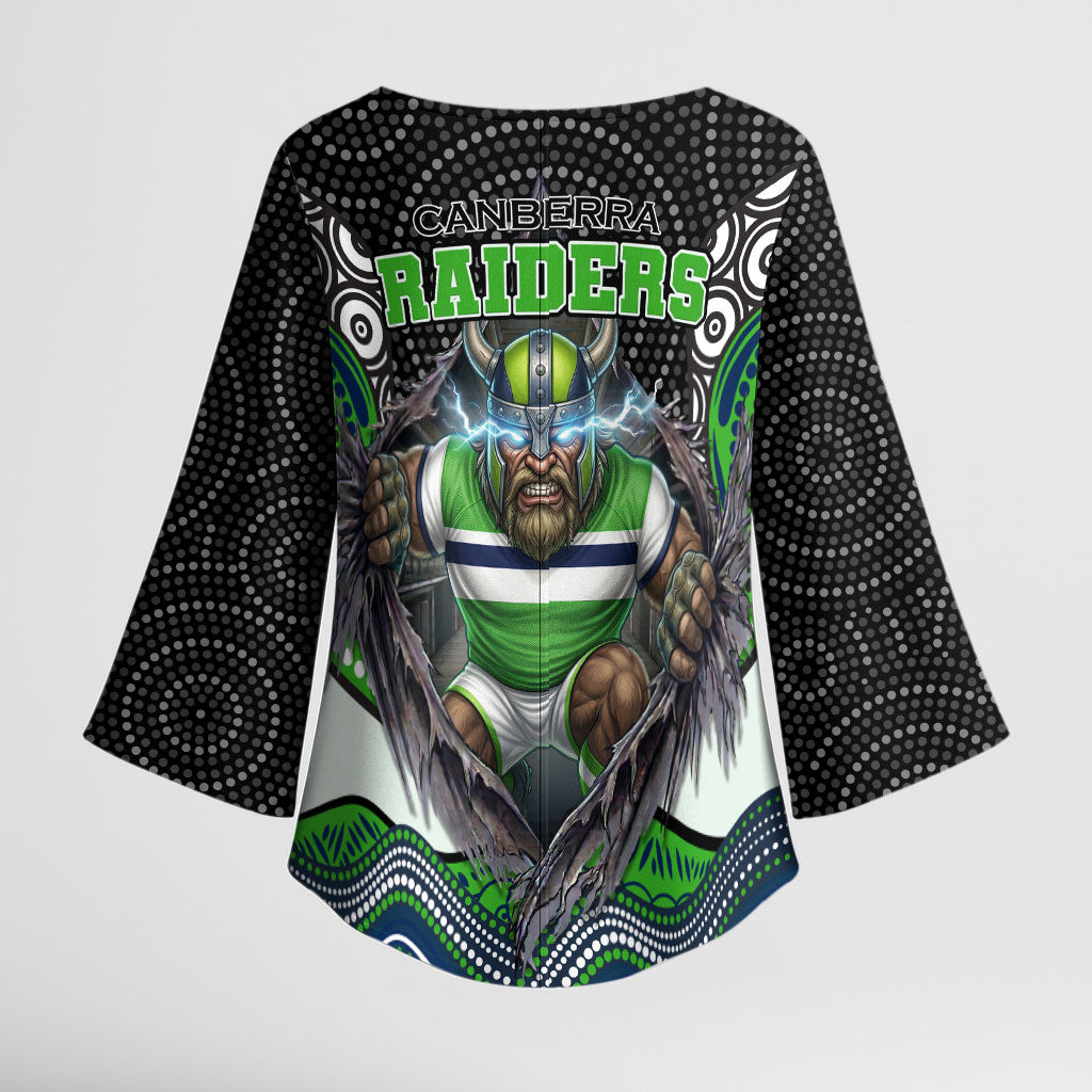 Canberra Raiders Kimono Sleeve Blouse The Scream of Lightning Eyes - Indigenous Dot Ripping Effect