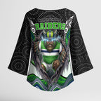 Canberra Raiders Kimono Sleeve Blouse The Scream of Lightning Eyes - Indigenous Dot Ripping Effect