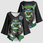 Canberra Raiders Kimono Sleeve Blouse The Scream of Lightning Eyes - Indigenous Dot Ripping Effect