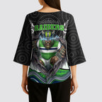 Canberra Raiders Kimono Sleeve Blouse The Scream of Lightning Eyes - Indigenous Dot Ripping Effect